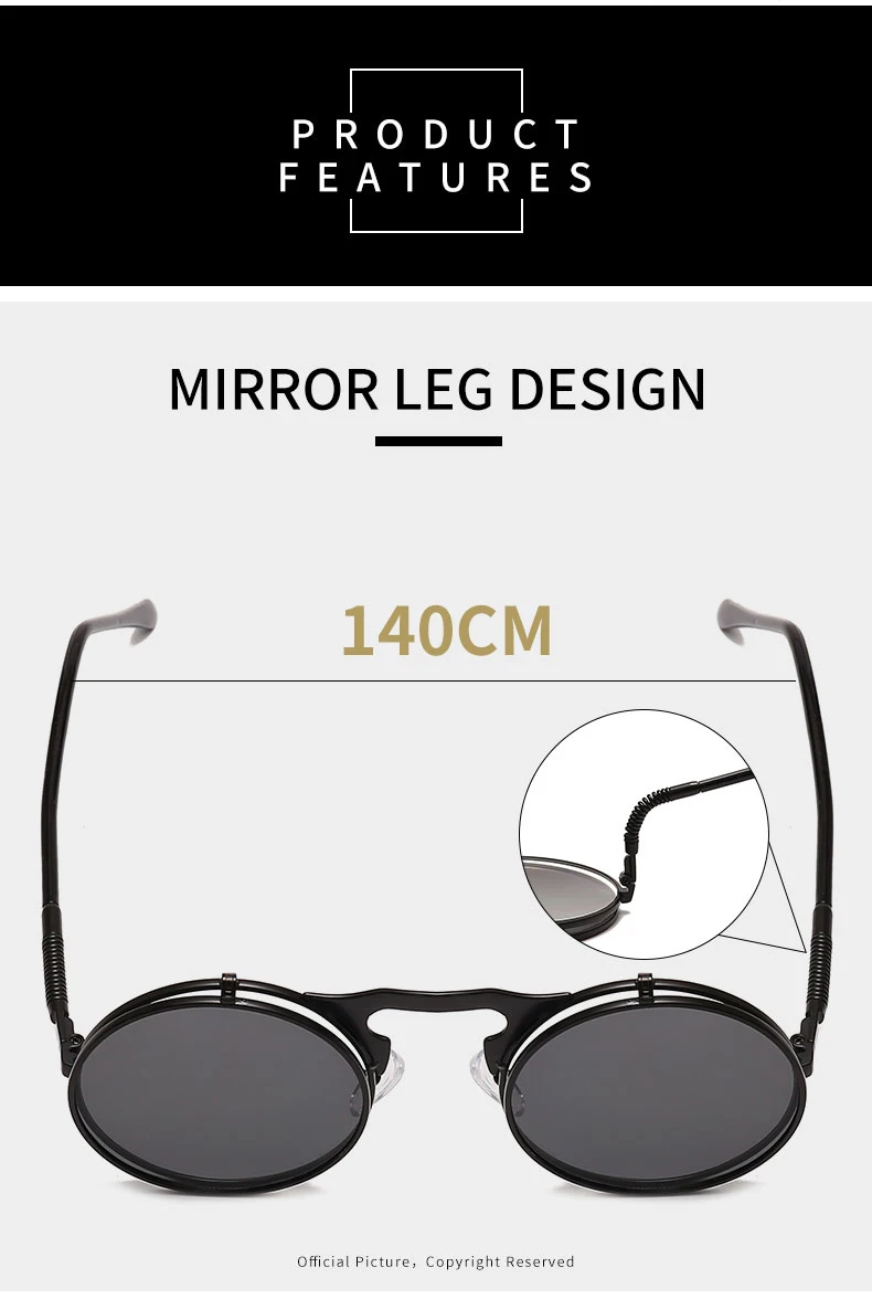 Steampunk Sunglasses Round Metal Sunglass Women Style Retro Flip Circular Double Metal Sun Glasses Men