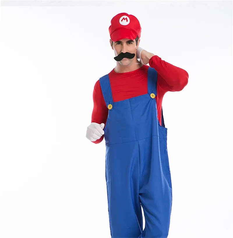 Super Mario Bro Супер Марио и Луиджи Косплэй костюм комплект красный зеленый пальто Кепки брюки толстовки костюмы на Хэллоуин, способный преодолевать Броды для взрослых мужской костюм