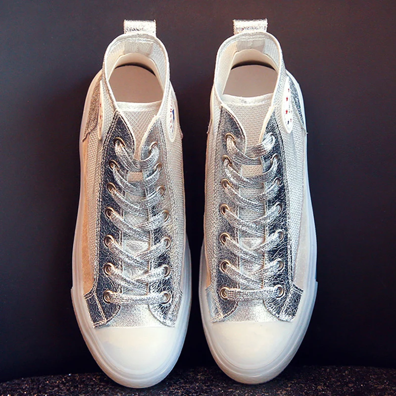 2019 модные высокие кроссовки парусиновая обувь Для женщин Повседневное Розовая