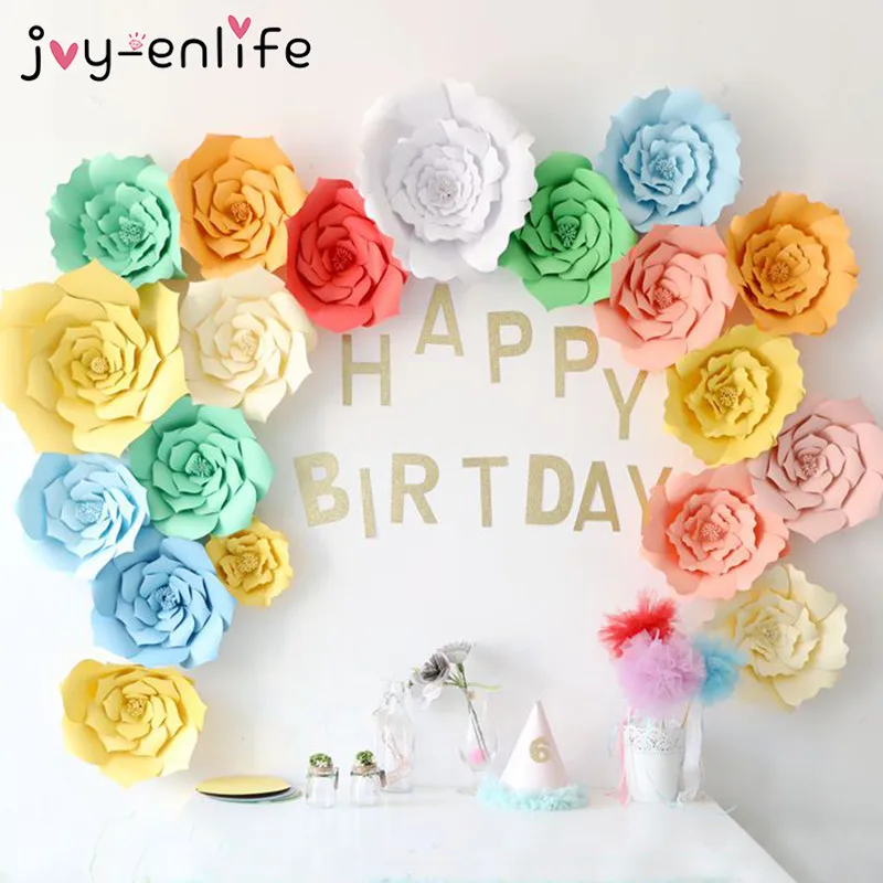 JOY-ENLIFE 2 шт. 20 см бумажные цветы фон для декора вечеринки дня рождения свадьбы