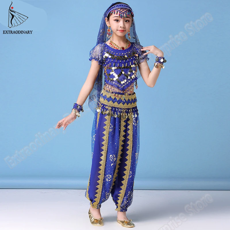 Костюм для индийского танца живота детский комплект одежды Болливуда девочек