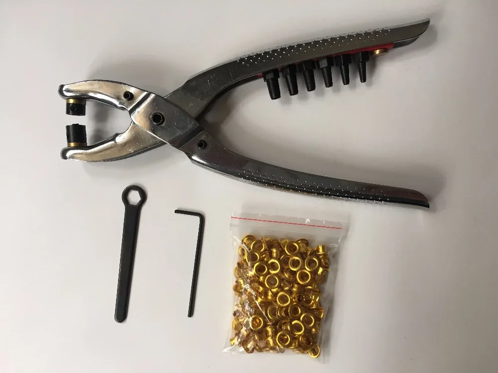 Бесплатная доставка заклепки проушины дырокол плоскогубцы инструмент с 100 шт.