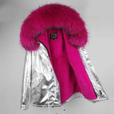 C27 short faux liner Furlove новинка, зимние пальто, женские куртки, настоящий большой воротник из меха енота, толстые женские пуховики и парки серебряного цвета, пальто из искусственного меха - Цвет: C27 short faux liner