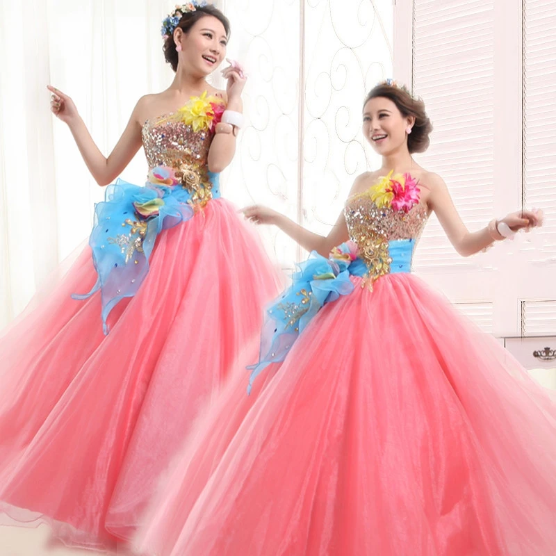 

Великолепное ярко-Розовое Бальное платье принцессы с бисером; пышные платья без бретелек; Формальные блестящие Дешевые Бальные платья