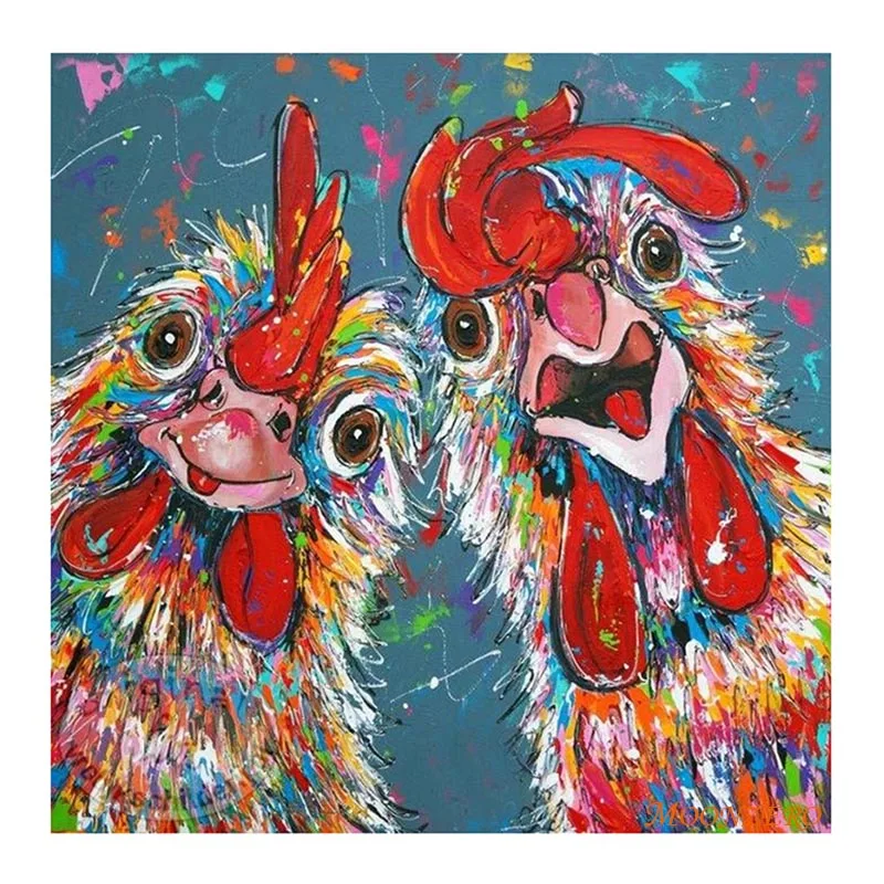 

5D full DIY square round stone resin painting diamond cross stitch cartoon embroidery chicken animal mosaic gift decoration