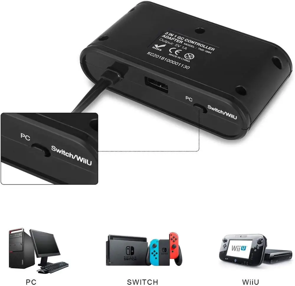 Адаптер контроллера KINGTOP USB для nintendo Switch & PC с 4 слотами Plug and Play не требуется