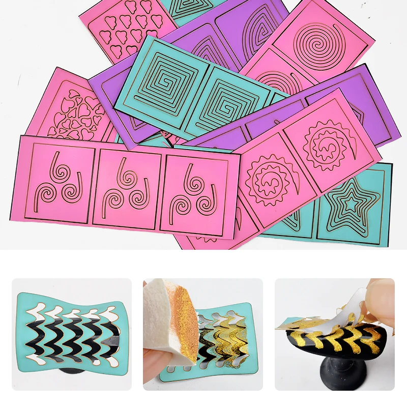 10 листов дизайн ногтей полый наклейки трафарет УФ Гель лак отклеить маникюрный