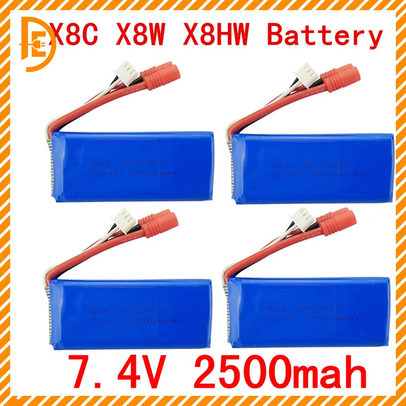 4 шт. новый большой Батарея SYMA X8C X8W X8G X8HC X8HG X8HW 2 S 7.4 В 2500 мАч 25C lipo батарея вертолет