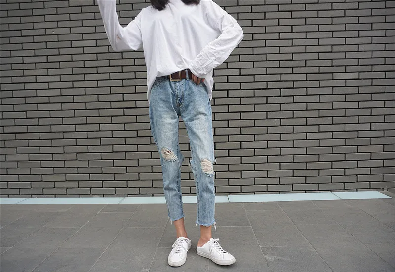 2018 Новые весенние и летние корейские брюки ulzzang Harajuku прямые джинсовые штаны с