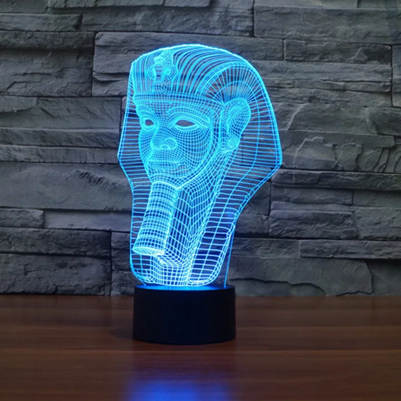 

Бесплатная доставка, фантастический дизайн, 3D креативный ночник в форме Фараона, крутая лампа, атмосферсветильник свет с эмоциями, как укра...