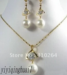 Горячая продажа белый корпус жемчужный кристалл кулон ожерелье серьги ювелирный