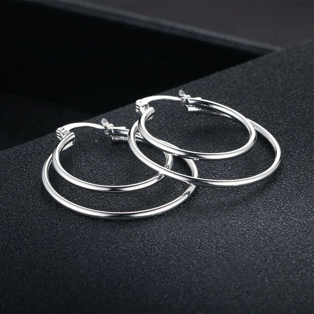 Женские серьги кольца с двойным кольцом большие круглые в стиле панк серебряные