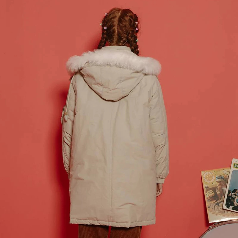 Повседневные женские модные дизайнерские зимние парки средней длины с капюшоном
