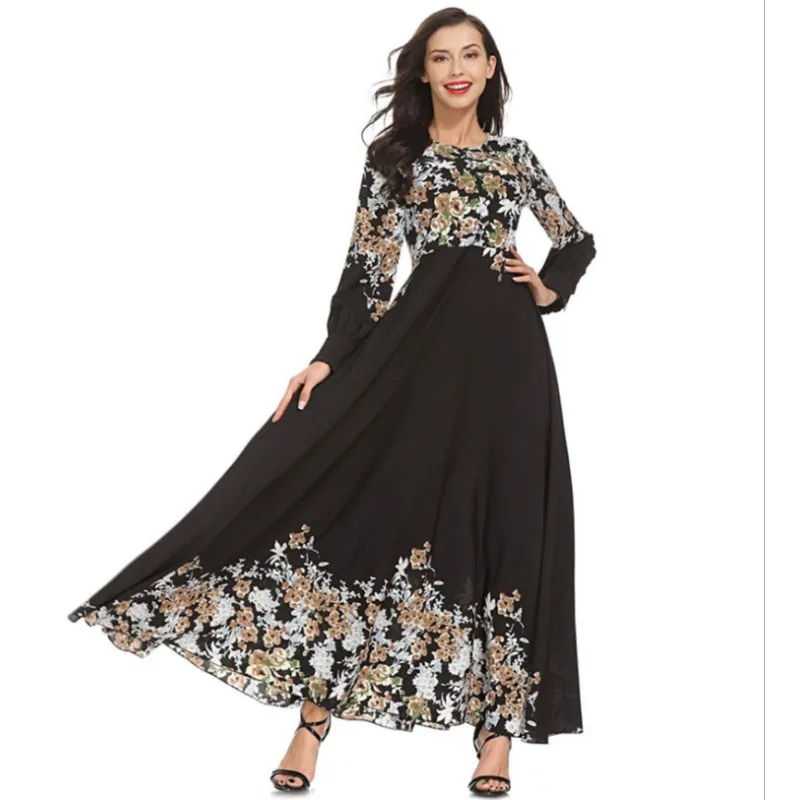 JESDEVICO Новый мусульманский Для женщин тонкий 3 вида цветов платье с принтом