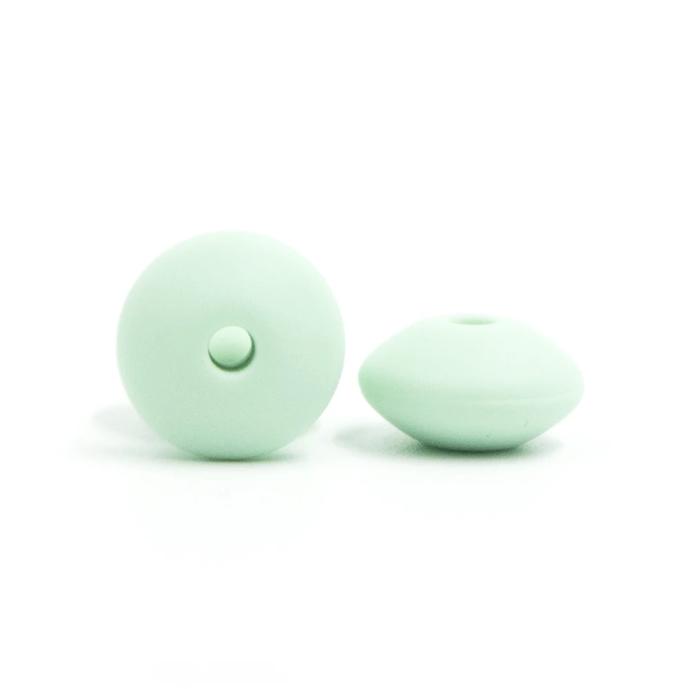 Mint Green 100 шт Прорезыватели для зубов жемчужные силиконовые бусины чечевица 12 мм без БФА, силиконовый Прорезыватель кулон при прорезывании зубов шарик уход за ребенком - Цвет: Mint Green