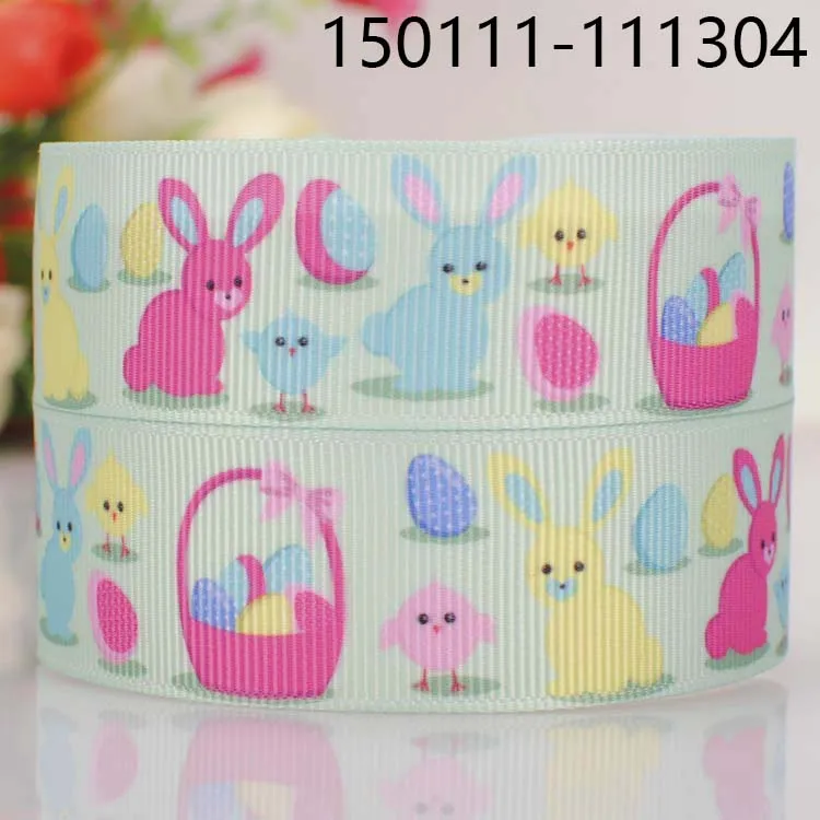 50 yards 7/8 &quot 22 mm rabbit Easter printed cartoon tape DIY handmade hairbow grosgrain ribbon free shipping | Дом и сад