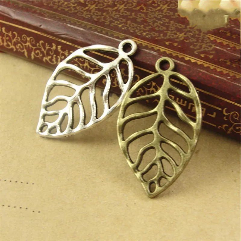 

20Pcs Filigree Leaves DIY Accessories Metal Connector For Jewelry Making Necklace Alloy Crafts Charm 30X18mm Findings Supplier