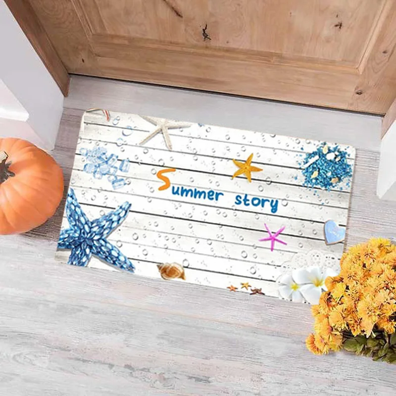 3D Противоскользящий коврик в пляжном стиле ракушки морские звезды фотообои для