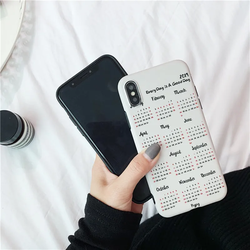 Чехол для телефона с забавным календарем чехлы iPhone 7 Puls 6 6S 8 X Xs Max XR Серый Ретро