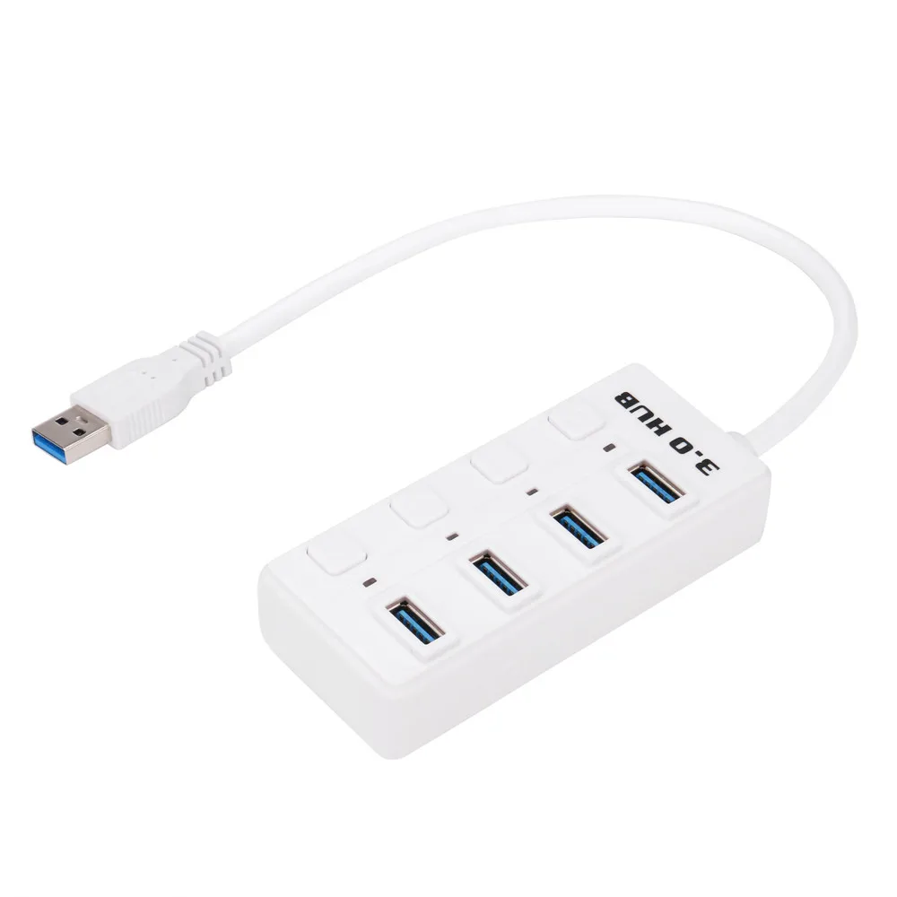 4 порта Plug and play с супер скоростью USB 3,0 концентратор вкл/выкл переключатели адаптер синий светодиодный индикатор питания для портативных ПК