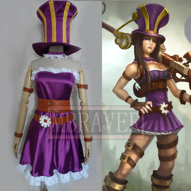 Костюм для косплея LOL Caitlyn костюмы на Хэллоуин бесплатная доставка