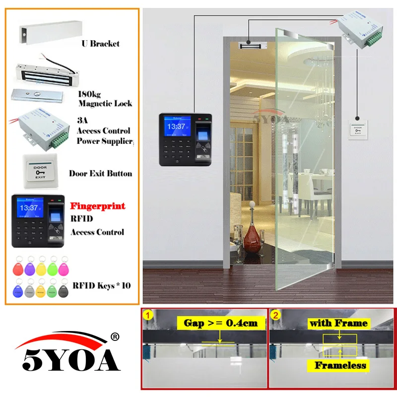 Система контроля доступа RFID отпечатков пальцев умный дверной замок электрические ворота открывалка домашний цифровой набор Электрический магнитный биометрический - Цвет: 4-X10MagU