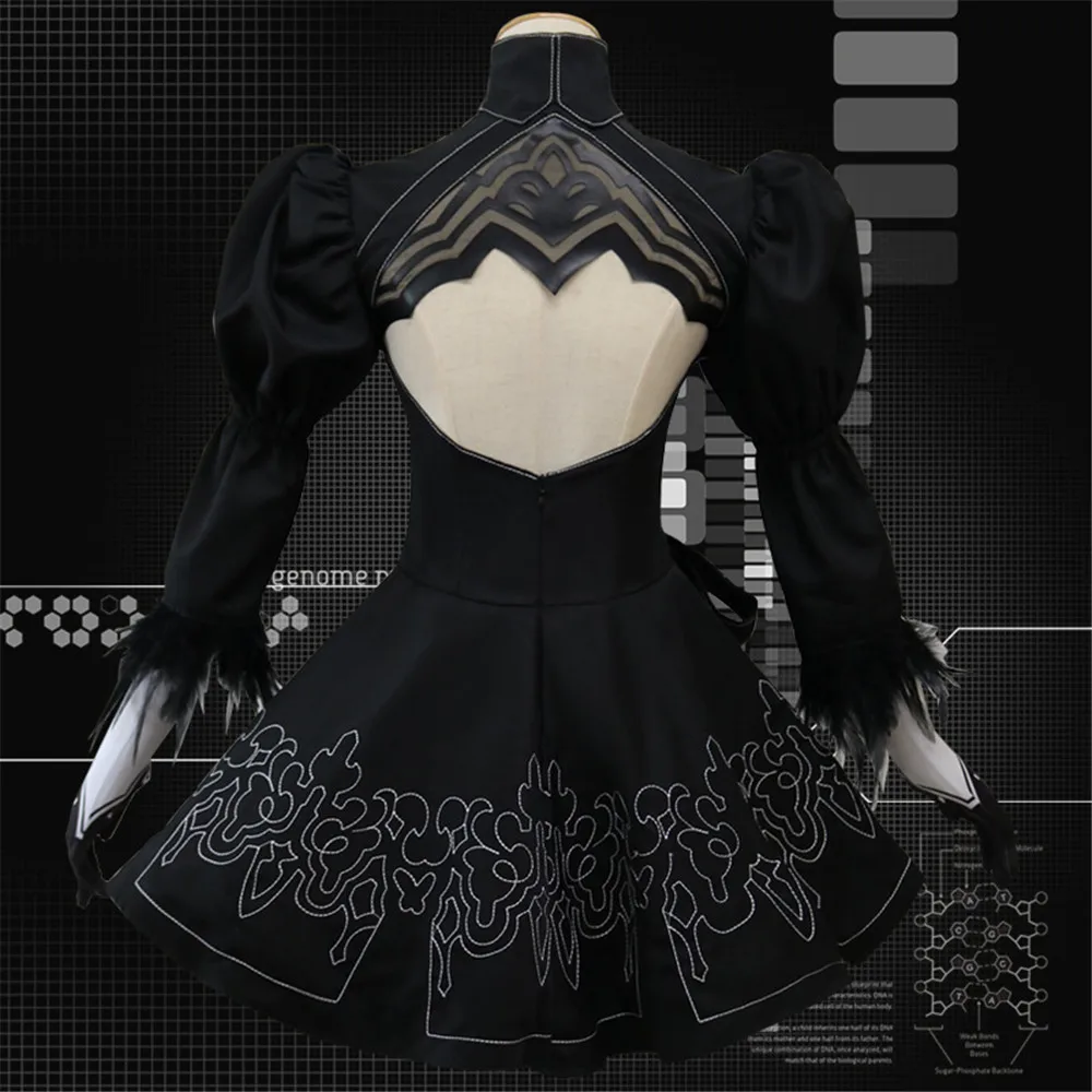 Nier Automata, карнавальный костюм для женщин, аниме, наряд для ролевых игр, игры, Йорга 2B, платье для маскировки, вечерние, необычные, на Хэллоуин, черный костюм для девочек