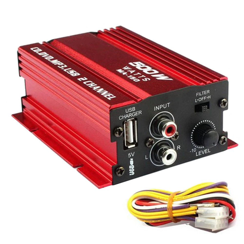 Subwoofer Hi-Fi LED Indicator Mini Amplifier Universal Stereo Power 2 Channel Car Motorcycle Aluminum Alloy Home Audio 12V 40W | Автомобили