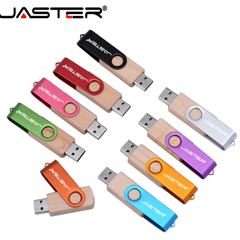 JASTER деревянный металлический вращающийся USB с коробкой usb флеш-накопитель карта памяти Флешка 4 ГБ 8 ГБ 16 ГБ 32 ГБ логотип для фотографии