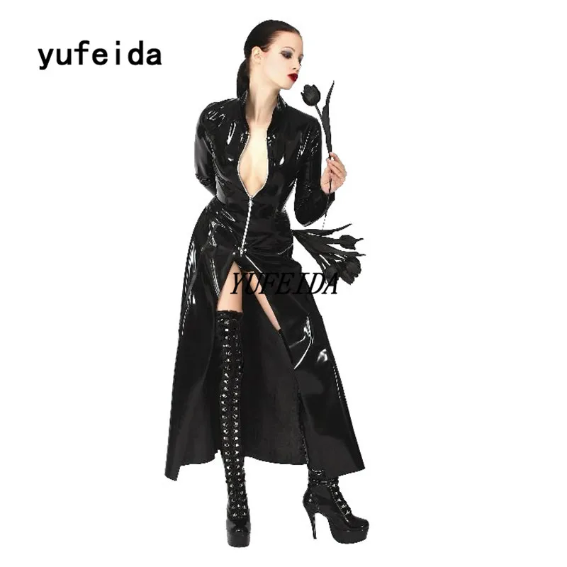 Тренчкот YUFEIDA женский из искусственной кожи модная пикантная верхняя одежда