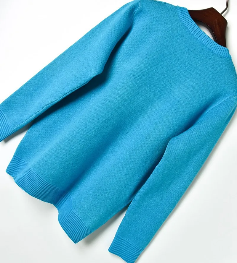 Runway Pullover Bright Blue Cute Pig Pattern Sweet Knitted Sweater O-neck Long Sleeve Fashion Elegant Jumper | Женская одежда