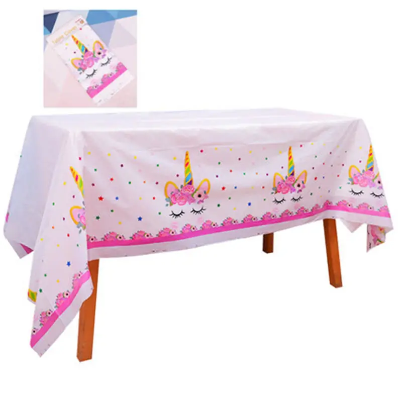Вечерние одноразовые столовые приборы с единорогом для детского праздника, украшения для дня рождения, детские чашки+ тарелка+ скатерть+ подарочный пакет, вечерние принадлежности