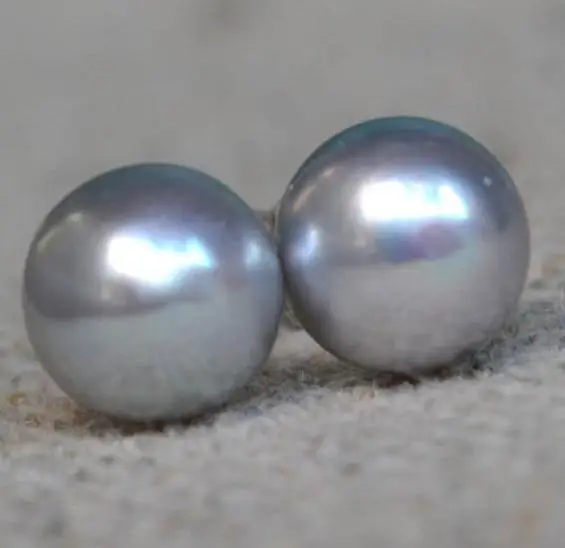 

Huge Pearl Earrings,AAA 11.5MM Gray Color Freshwater Pearls S925 Sterling Silvers Stud Earrings,New Free Shipping