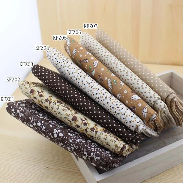 Booksew 7 Pieces/lot 50cmx50cm Vintage Brown Cotton Fabric Fat Quater Bundle Patchwork Fabric Tilda Cloth Quilting Tales
