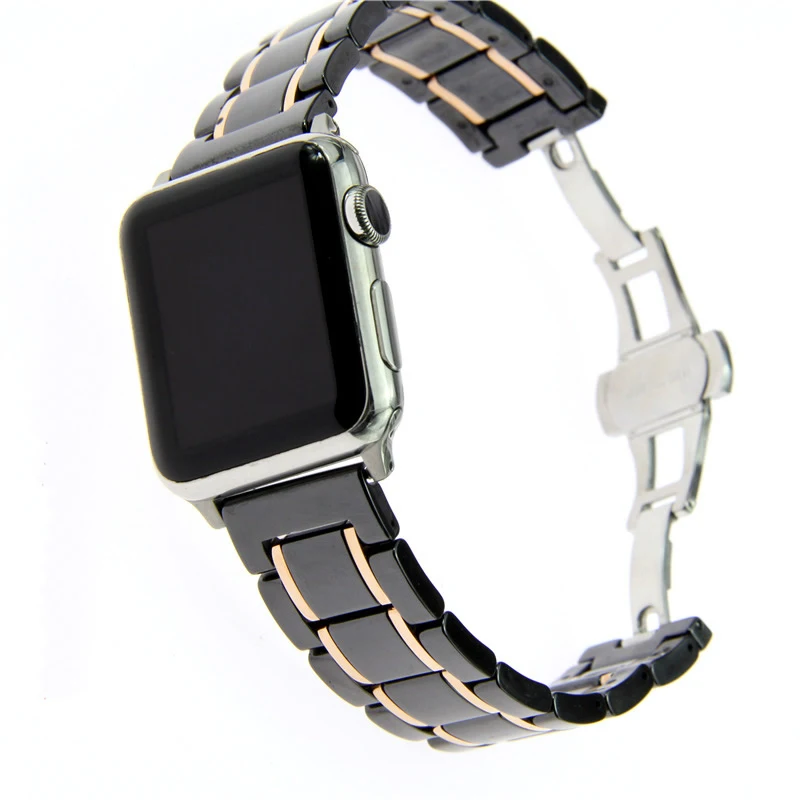 Роскошный ремешок для часов Apple Watch Series 4 из керамики с ремешком из нержавеющей стали для часов Apple Series 1 2 3 Ремешки для наручных часов 44 42 мм