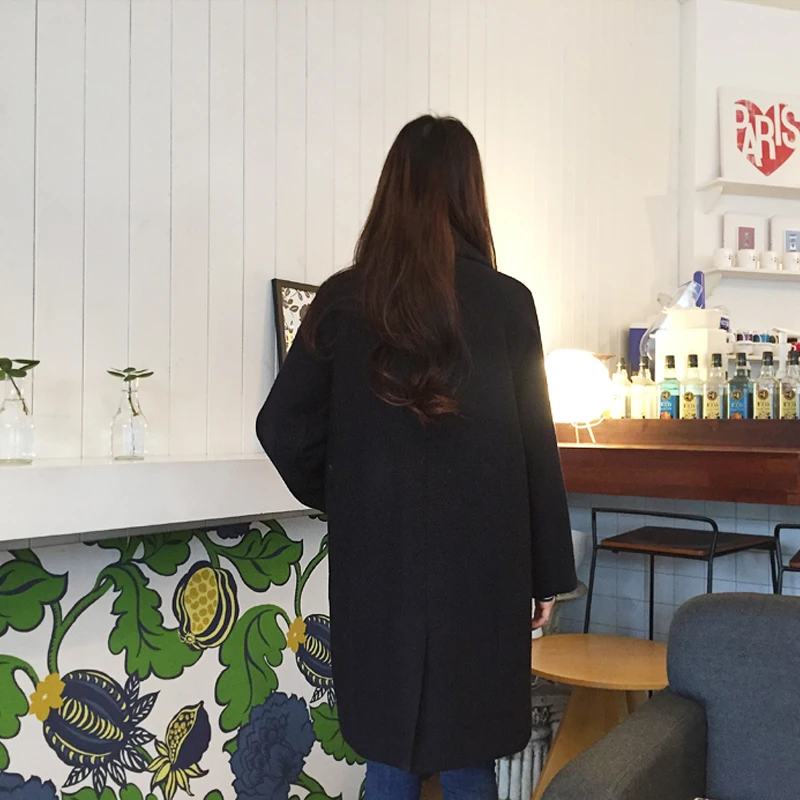 Зимнее модное женское свободное новое пальто с длинным рукавом средней длины