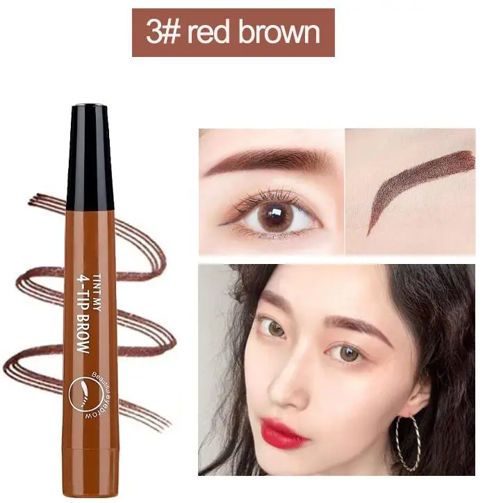 03-red brown Microblading ручка для бровей водостойкая для формирования бровей Карандаш для татуировки хна для бровей легко носить макияж для глаз жидкая ручка для бровей - Цвет: 03-red brown