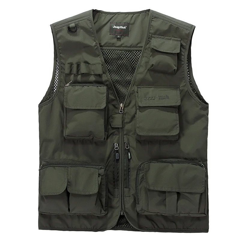 

2019 New Summer Vest Men Casual Light Thin Mesh Multi-pockets Vest Male
