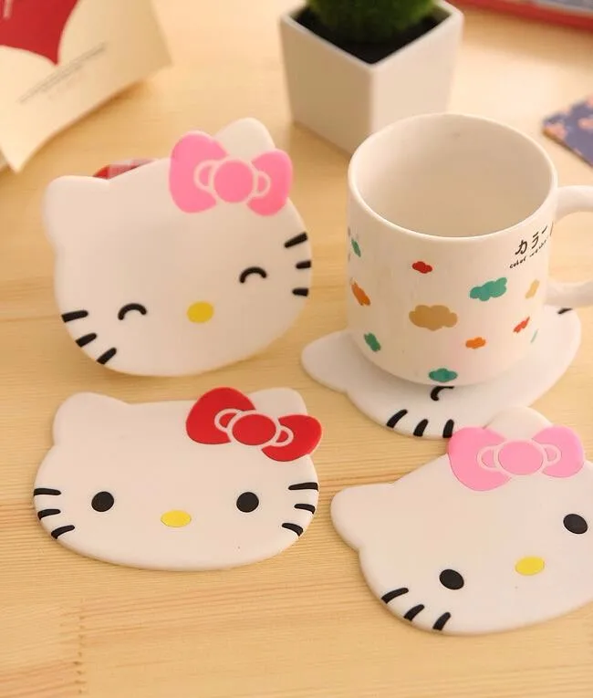 Hello Kitty Силиконовый Нескользящие Kawaii циновка чашки тарелка подставки для кружек