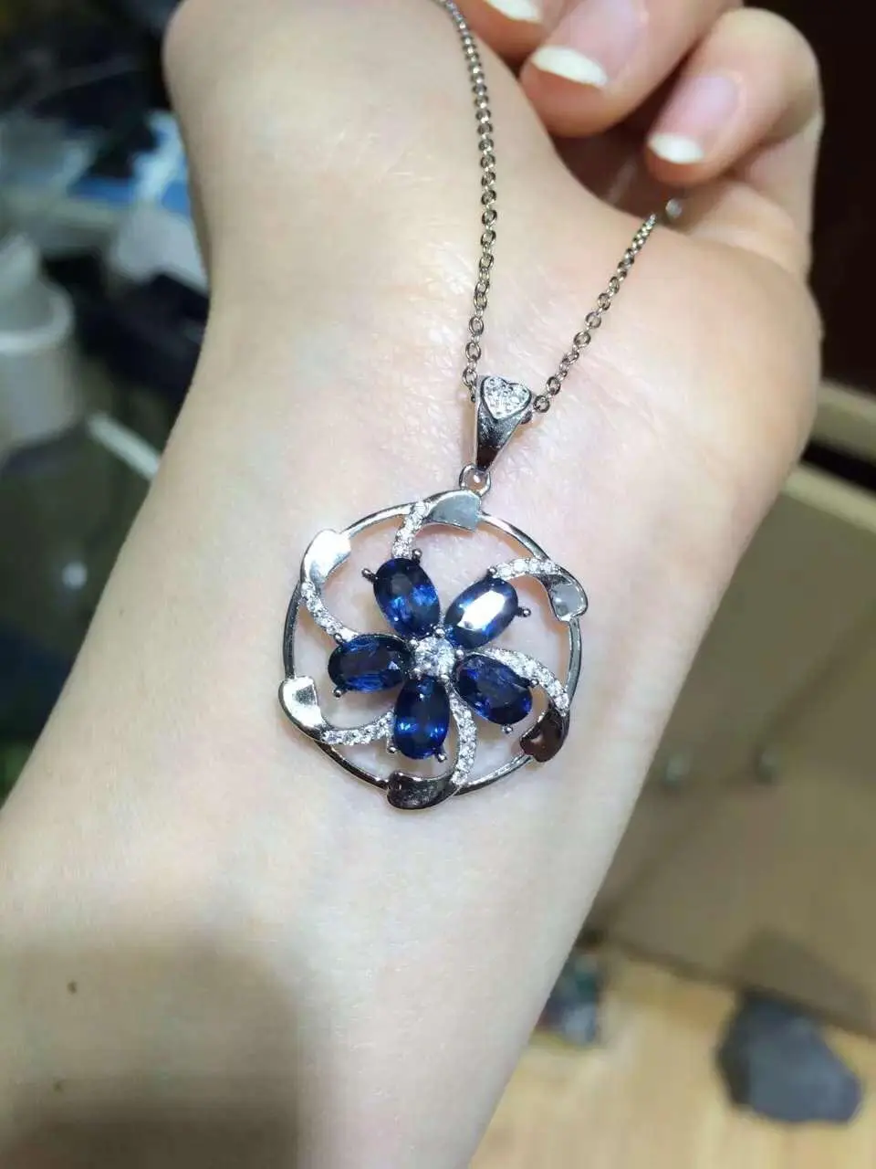 Collares Qi Xuan_Dark Blue Stone Модный кулон ожерелье _ Real Necklace_Quality guaranted_производитель прямых