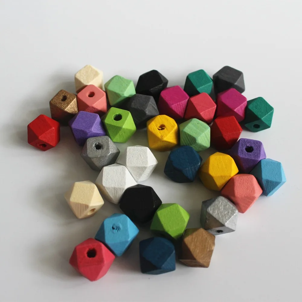20 шт./лот 12 мм деревянные бусины сделай сам геометрические радужного цвета для
