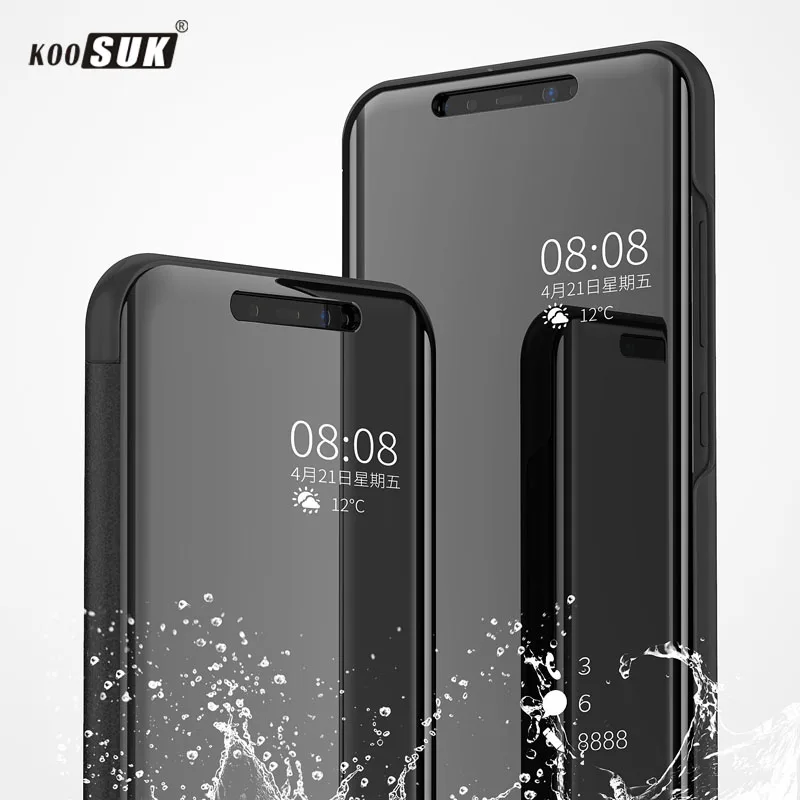 Чехол для huawei mate 20 Lite с полупрозрачным окном откидная зеркальная крышка