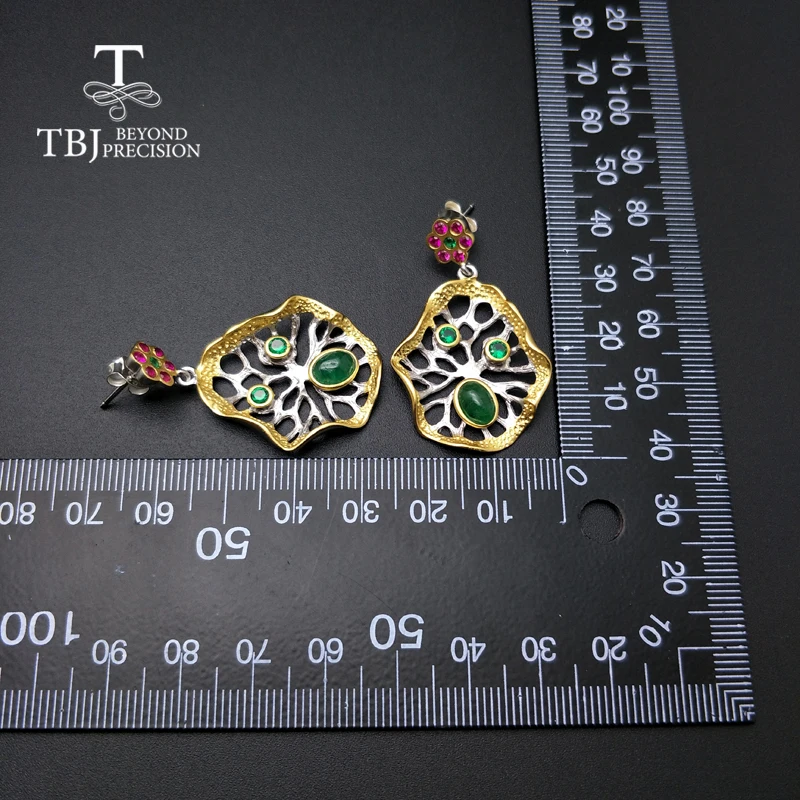 Серьги женские из серебра 925 пробы с натуральным изумрудом|Серьги-гвоздики| |