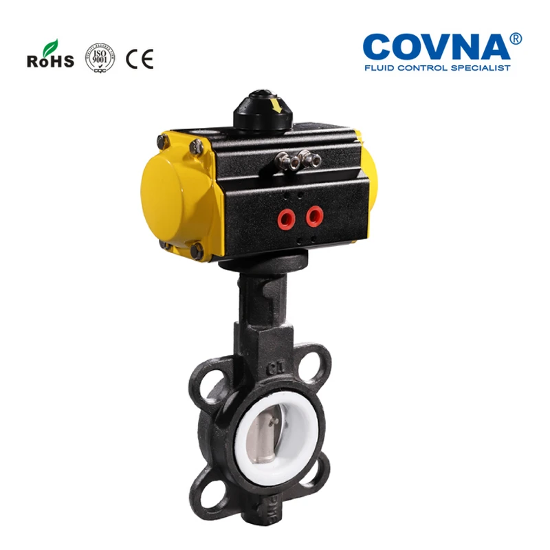 DN65 вафельные чугунные пневматические дроссельные клапаны двойного действия 2 1/2