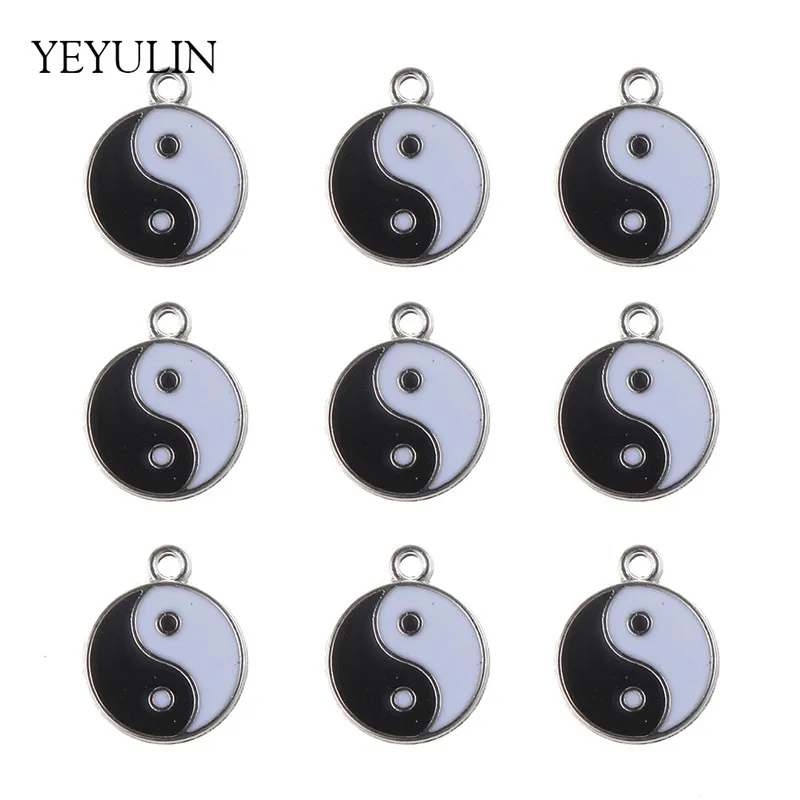 Женский и мужской модный эмалевый кулон в виде сплетен Taji Yin Yang ожерелье 10 шт. 18