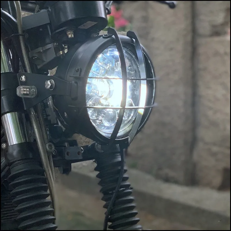 

Universal GN125 Motorcycle Front Headlight Cover Mesh Grille Lampshade Mesh Grill Mask Protector Retro Grid Steel Shield 5 inch