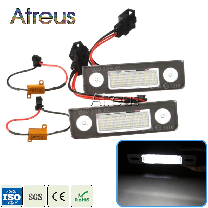 Atreus 2X Автомобильный светодиодный Подсветка регистрационного номера для VW Skoda