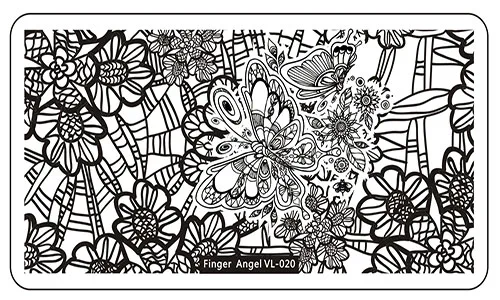VL020 Finger Angel 1 шт. пластины для штамповки ногтей 6*12 см штамп изображения пластины прекрасная Корона бабочки узоры ногти маникюрный шаблон инструмент - Цвет: VL020