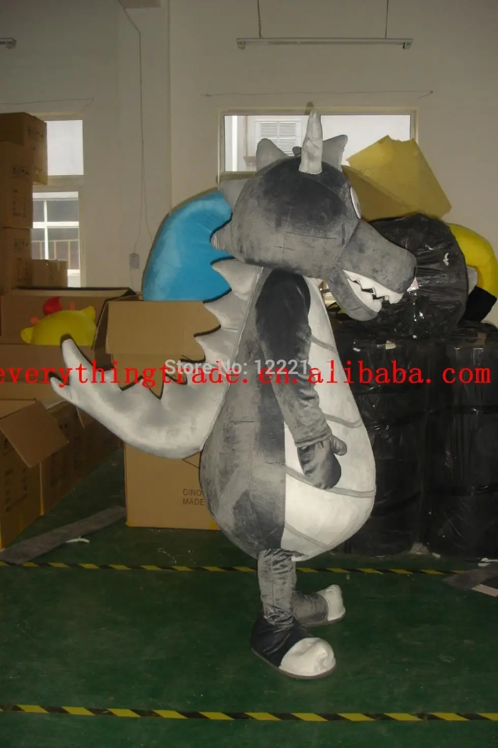 2014 Cartoon Character Adult cute grey big dragon Mascot Fancy Dress party Costume adult size | Тематическая одежда и