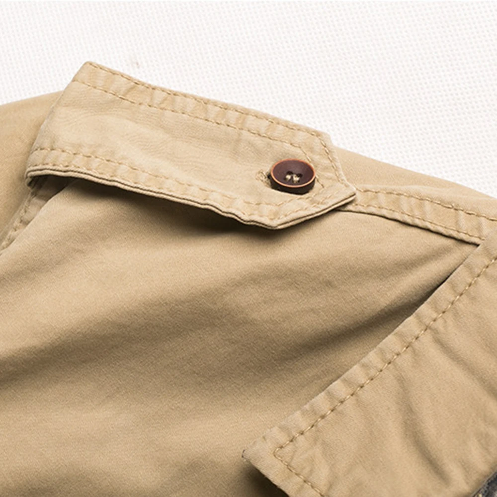 Мужская хлопковая рубашка в стиле сафари размера плюс, повседневная, с длинным рукавом, в стиле милитари, с двойными карманами, многоцветная, 904-303